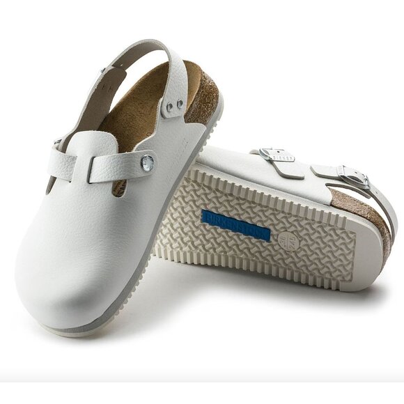 Birkenstock Shoes - Birkenstock Tokio Super Grip Leather White Slide On Strap Clog Size EU 39